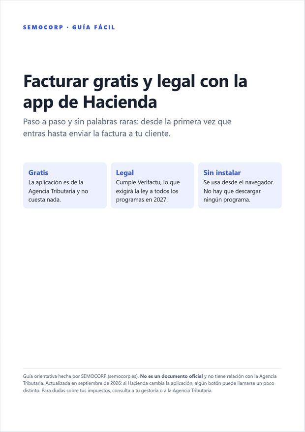Portada de la guía: facturar gratis y legal con la app de Hacienda