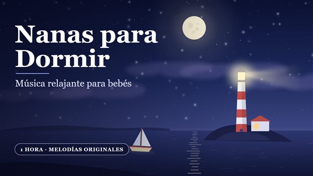 Un faro ilumina el mar de noche mientras un barquito se mece bajo la luna