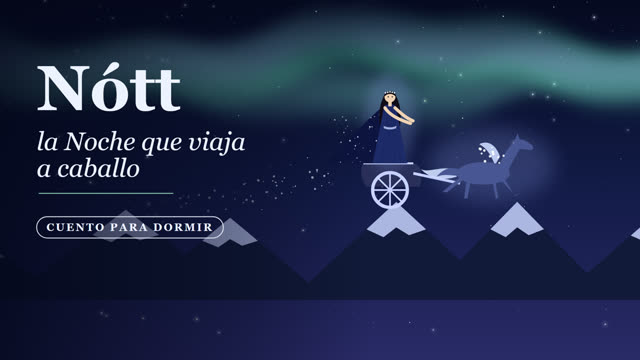 Nótt, la Noche, en su carro tirado por un caballo bajo una aurora
