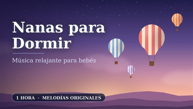 Globos de rayas flotando en un cielo morado al atardecer